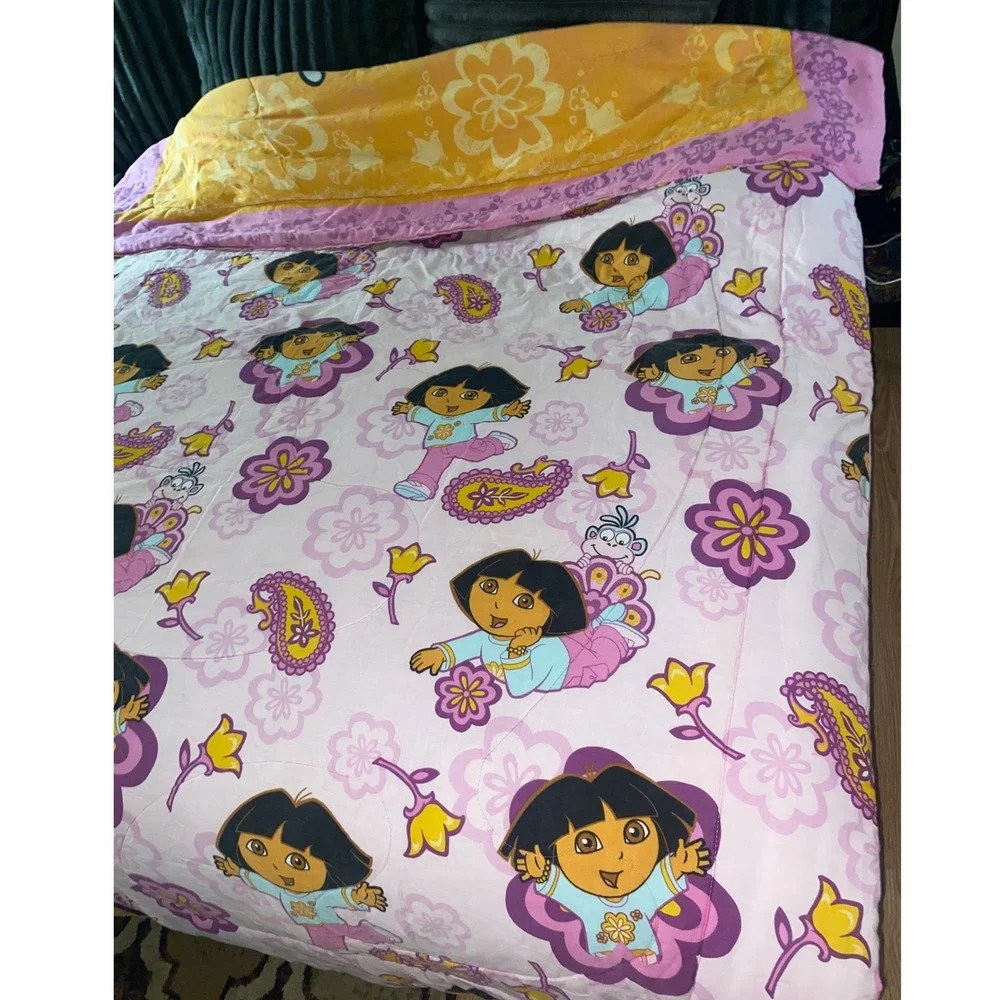 Y2K Vintage Dora The Explorer Comforter Reversible Twin Full Pink Nickelodeon